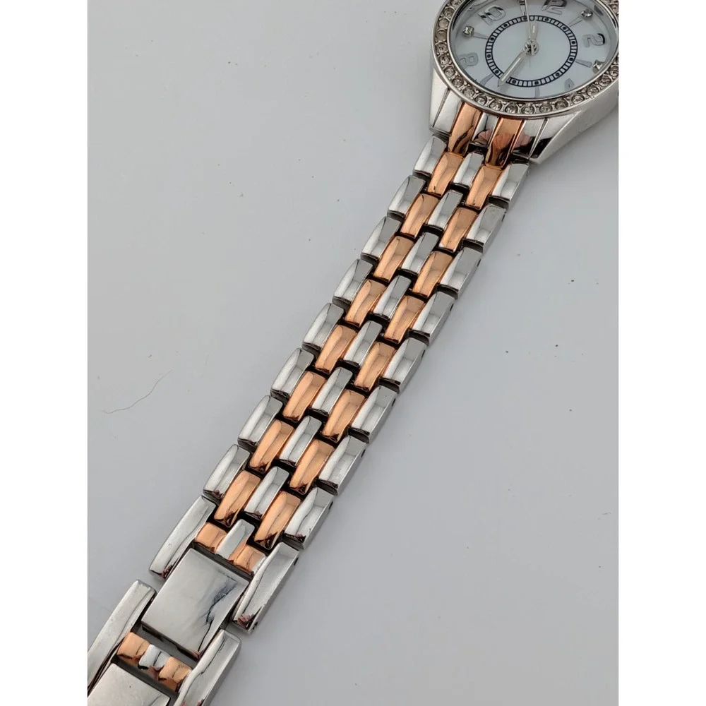 Women's Watch 28mm Case Rhinestones Rose Gold/Silver 7.5